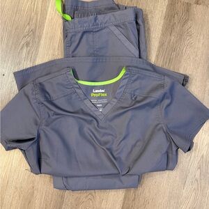 Landau ProFlex Charcoal Scrub Set with Lime Accents